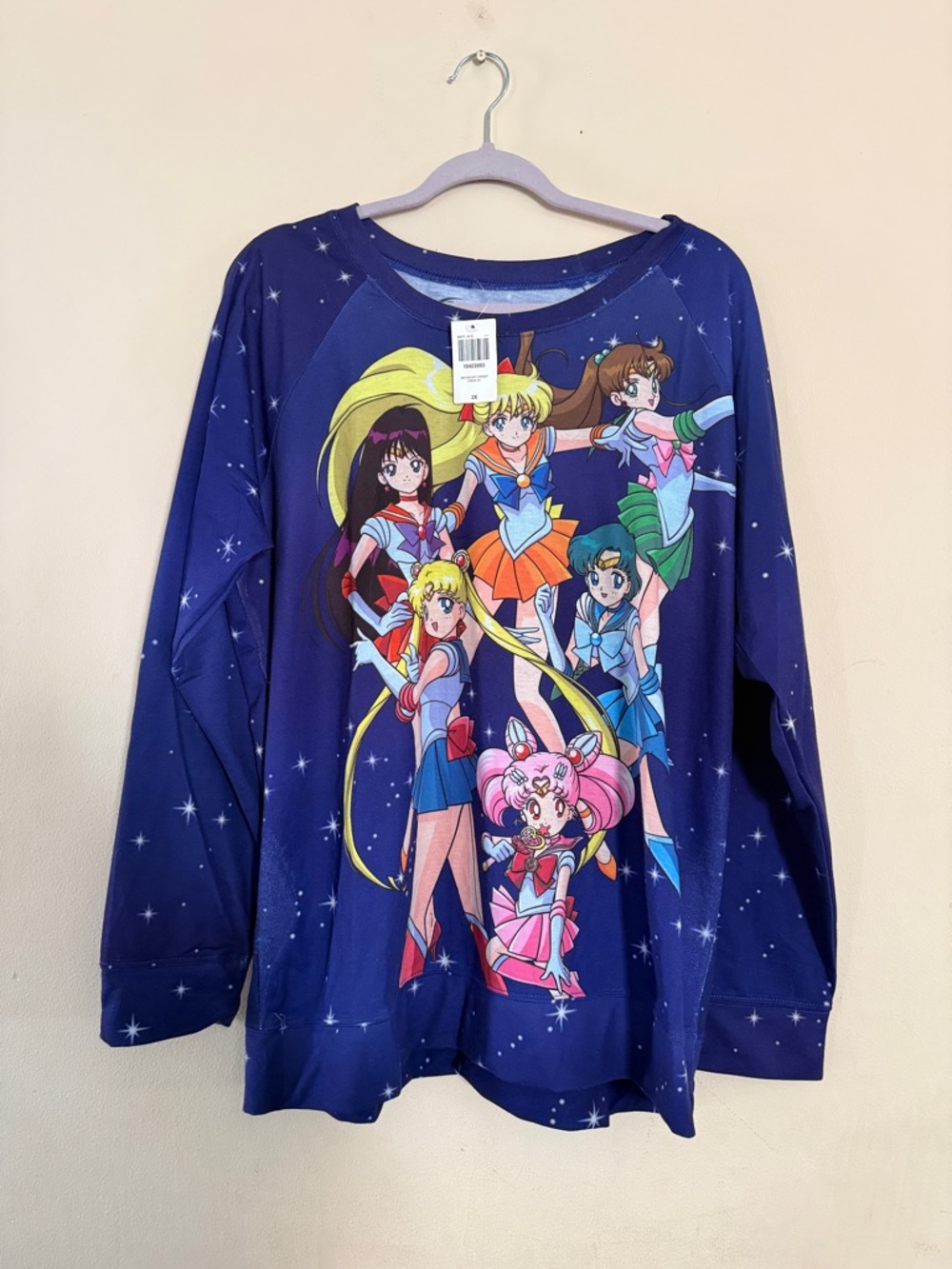 NWT Sailor Moon Anime Women's Long Sleeve Blue Sweatshirt 2X Universal Fanfest